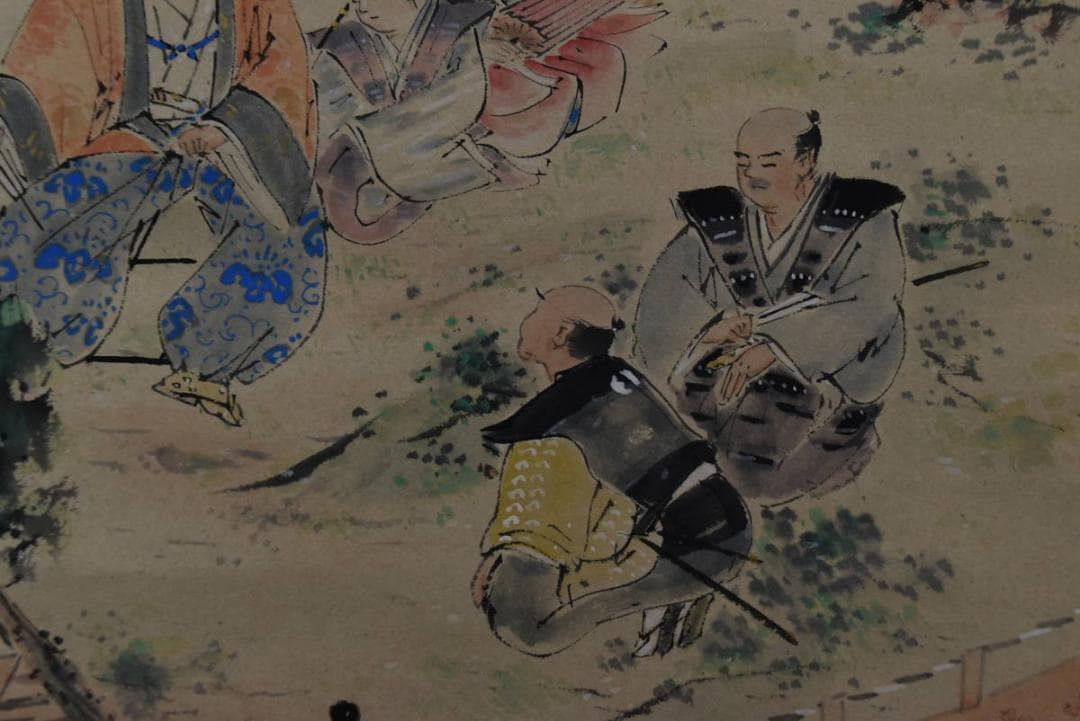 【真作】柳田華紅/豊臣公醍醐の花見図/掛軸☆宝船☆Z-917