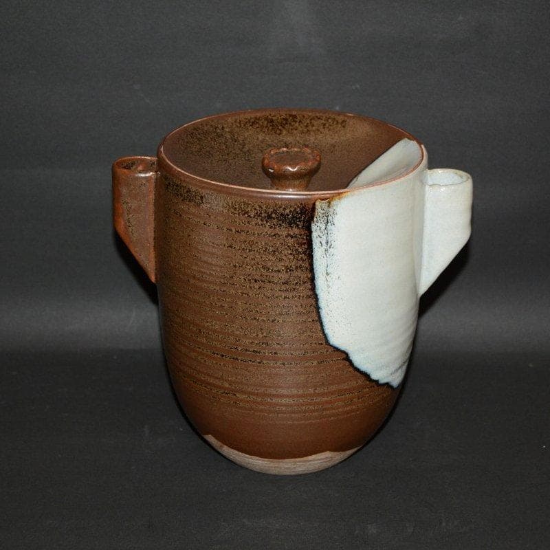 竹耳水指　岩崎新定　陽炎園　膳所焼　表千家　即中斎宗匠箱書　古物　送料込み