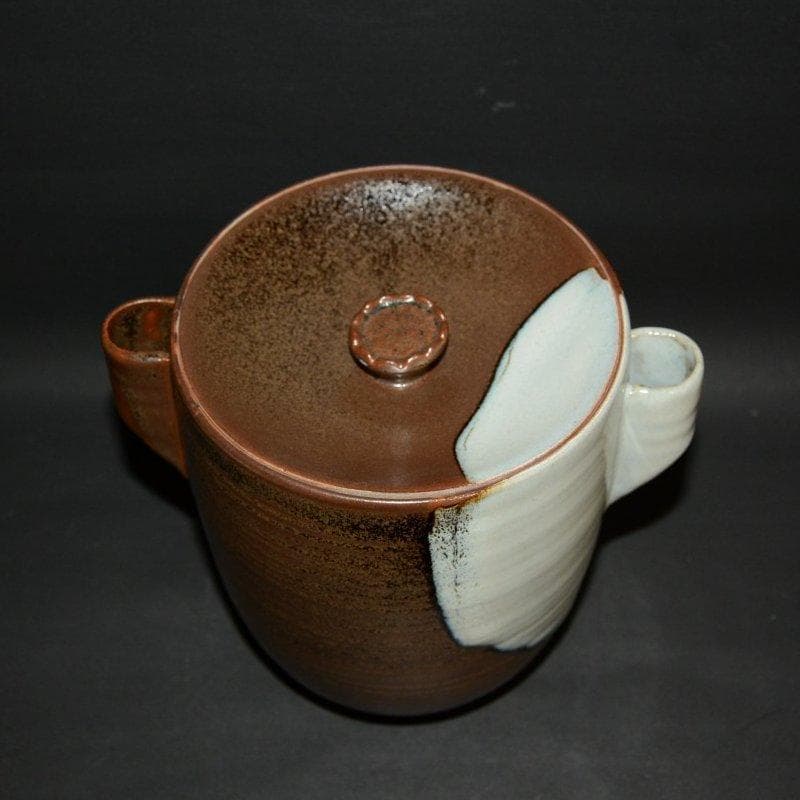 竹耳水指　岩崎新定　陽炎園　膳所焼　表千家　即中斎宗匠箱書　古物　送料込み