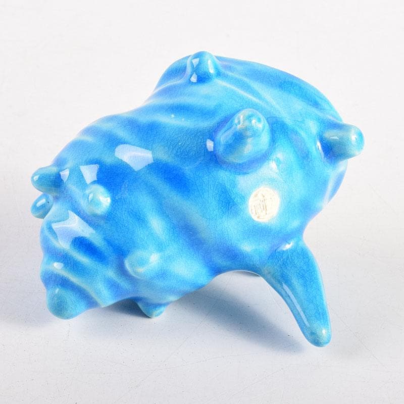 茶道具　平安　手塚桐鳳造　浅黄交趾栄螺　蓋置　共箱　V　8362