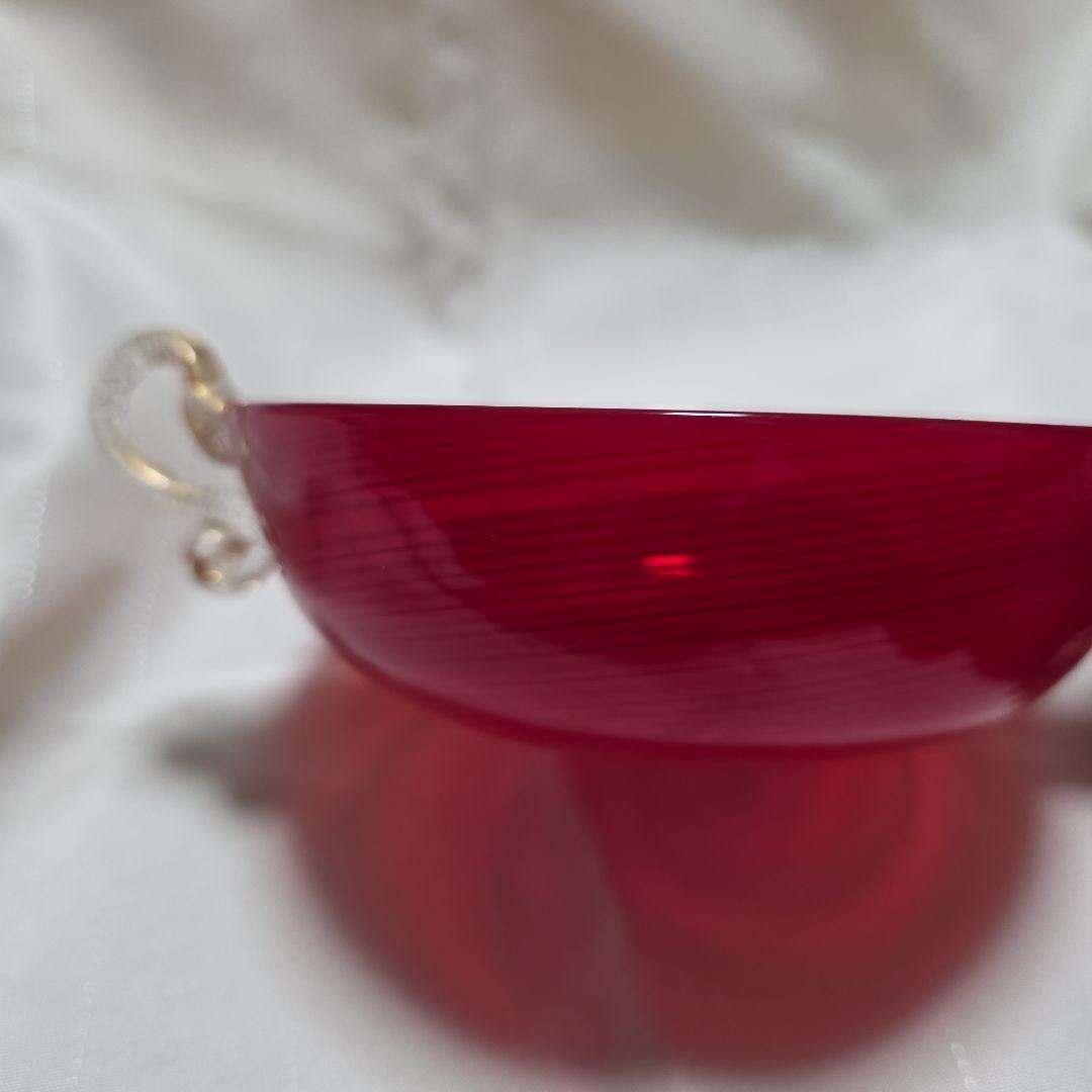 【希少】ムラーノグラス ガラスボウル 曲線ハンドル付き