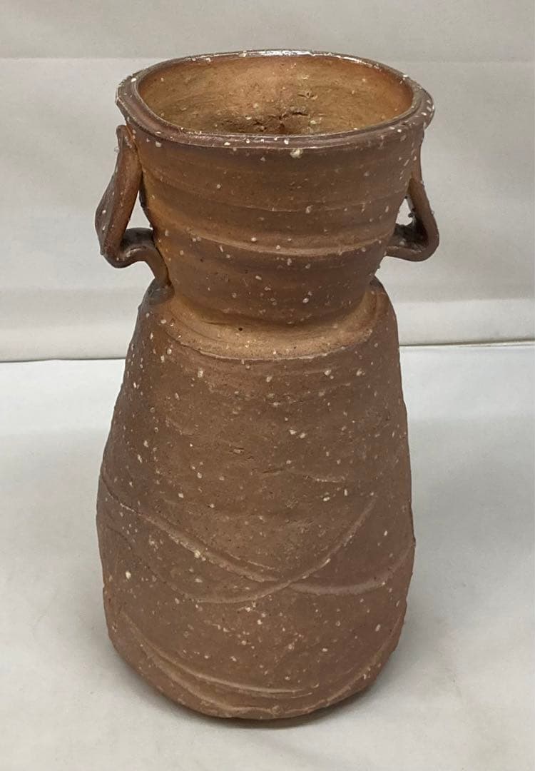 B30b「信楽花入」神山一陶作　共布共箱　宗陶窯　茶道具　花道具