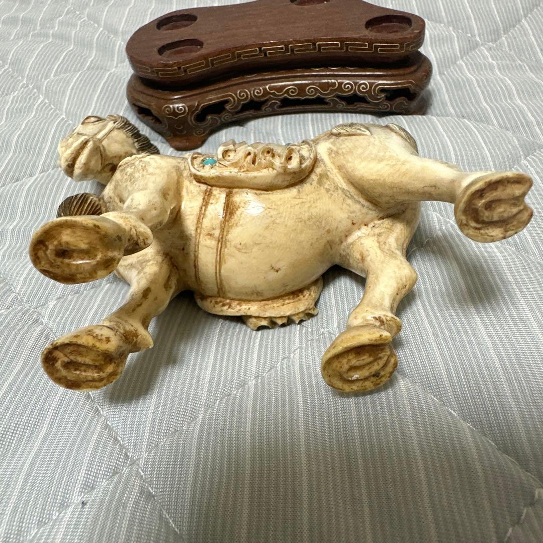 美品　馬　緑松石象嵌　装飾細密彫刻　縁起物　置物　時代物　古玩骨董品アンティーク