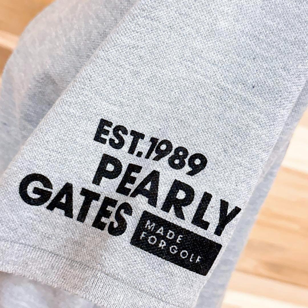 【パーリーゲイツ】フロッキー ロゴ 半袖ポロ ワンピース ゴルフ L グレー×黒