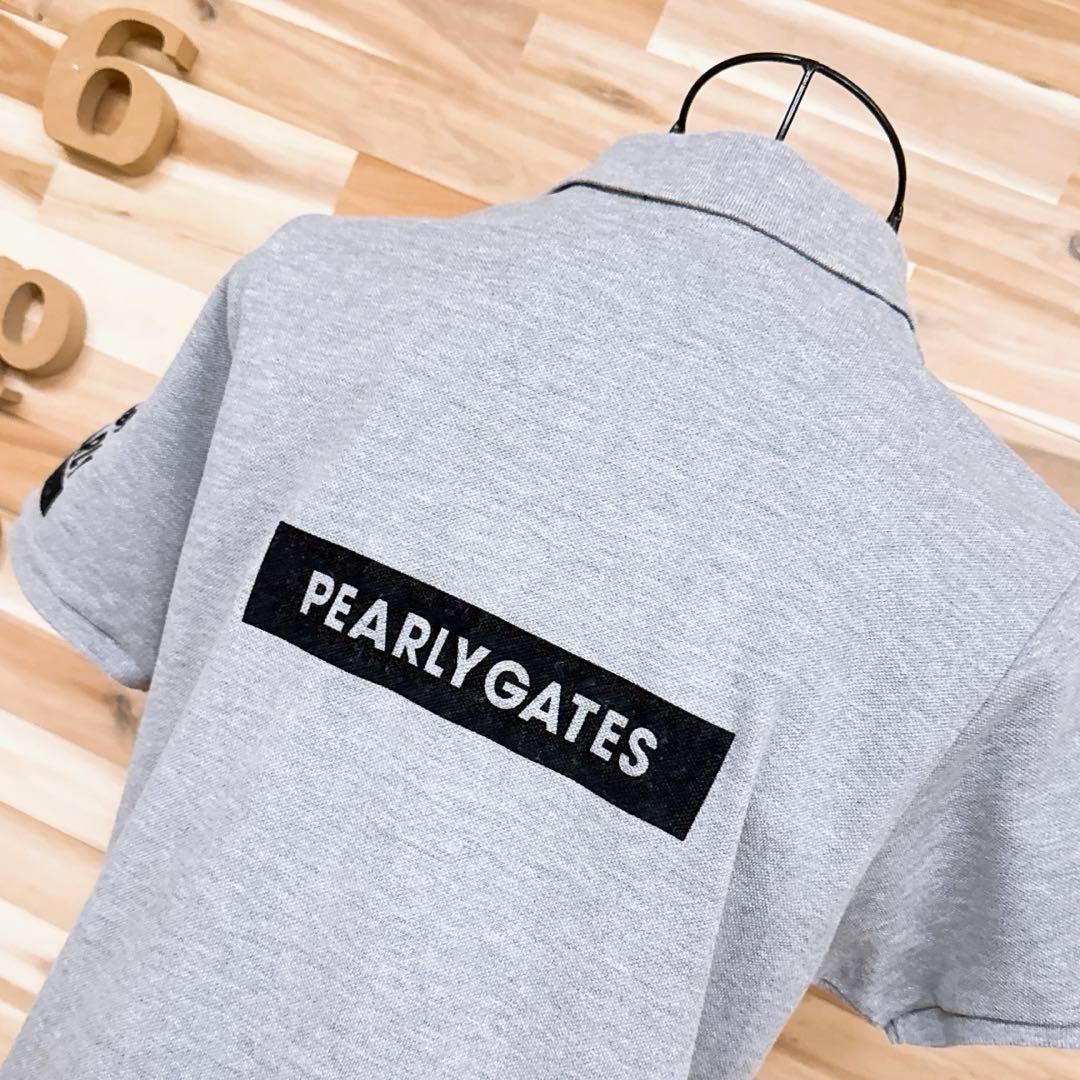 【パーリーゲイツ】フロッキー ロゴ 半袖ポロ ワンピース ゴルフ L グレー×黒