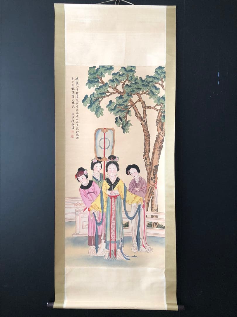 唐寅 人物画 掛け軸 手描き 中国美術 絵画 書画 仕女図 人物図 インテリア