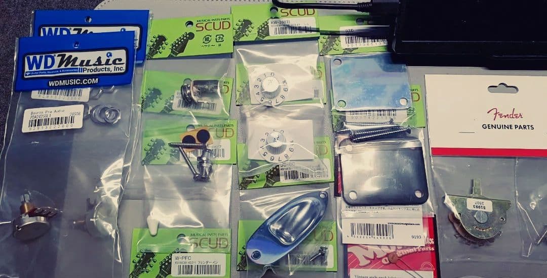 自作 ストラトキャスター Dust Blue コンポーネント 木製PG レリック