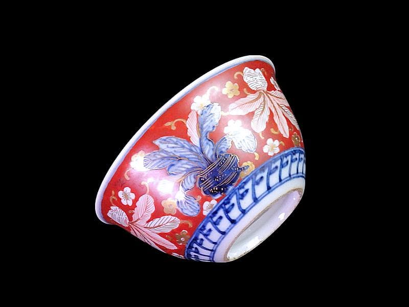 大聖寺伊万里　金襴手　梅に柘榴　蕪の図　大振向付　N974AS-CYz