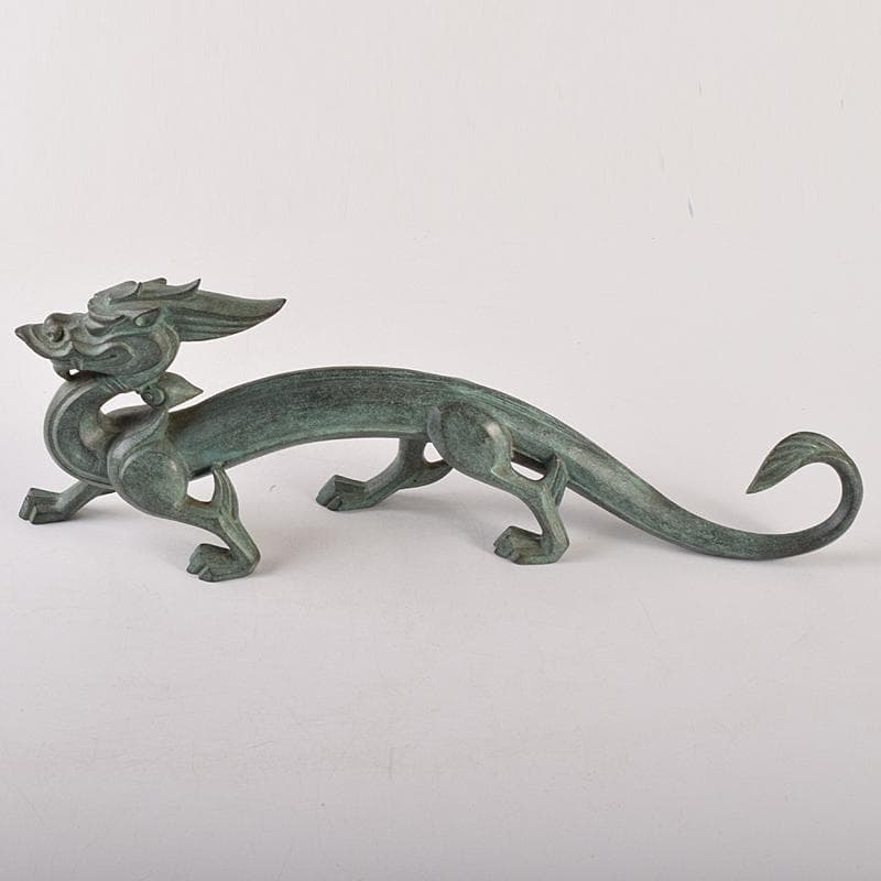 @わんわん　山本雲涛作　青銅　龍　置物　共箱　M　R7839