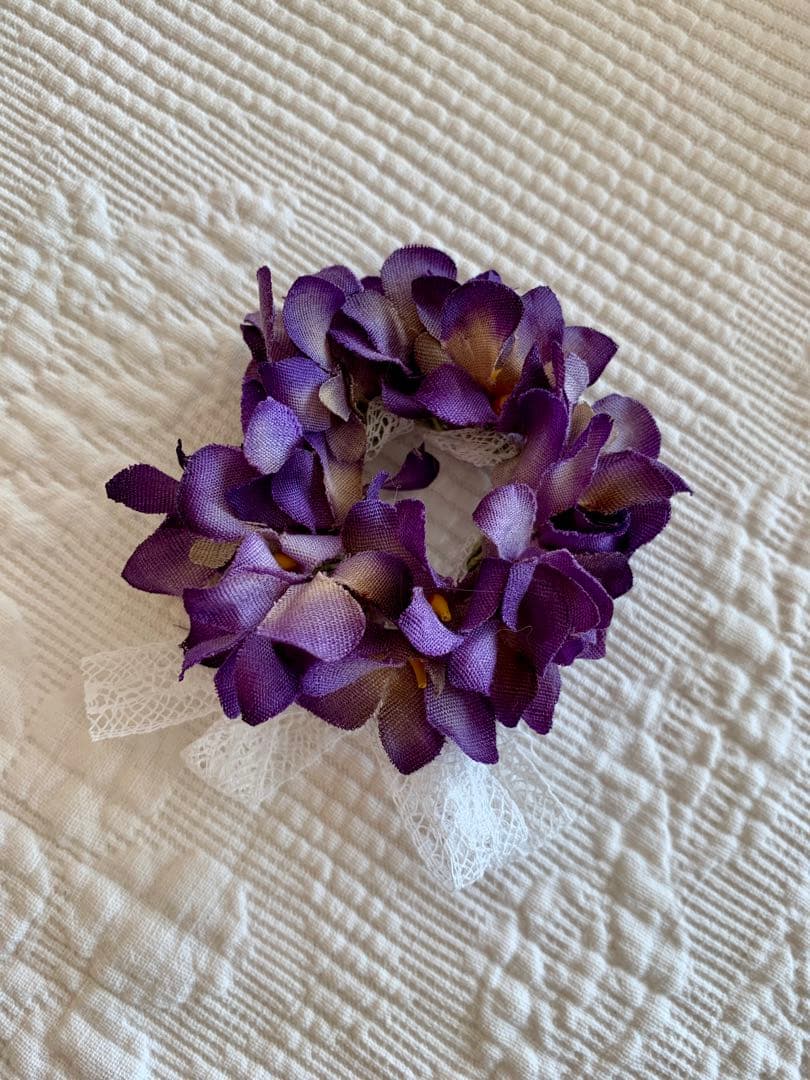 フランスアンティークスミレ布花冠＆DEMELスミレの砂糖漬70g未開封品set