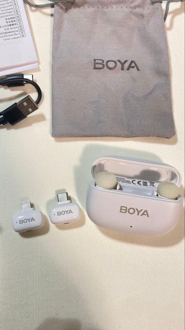 BOYA mini ワイヤレスマイクセットUSB-C&Lightning(白)
