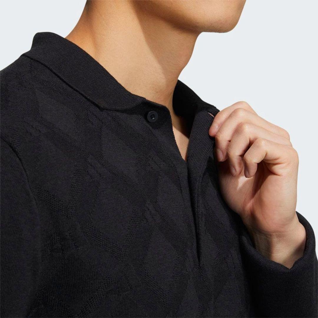 送料無料 新品 adidas GOLF アーガイル柄セーター ポロ XL BK