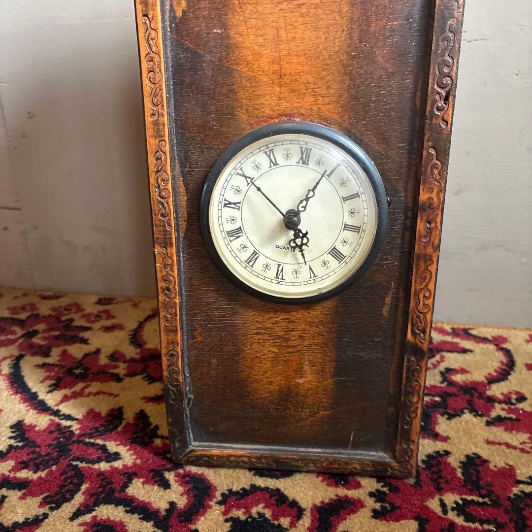 アンティーク　時計付き木製ボトル/ワインボックス