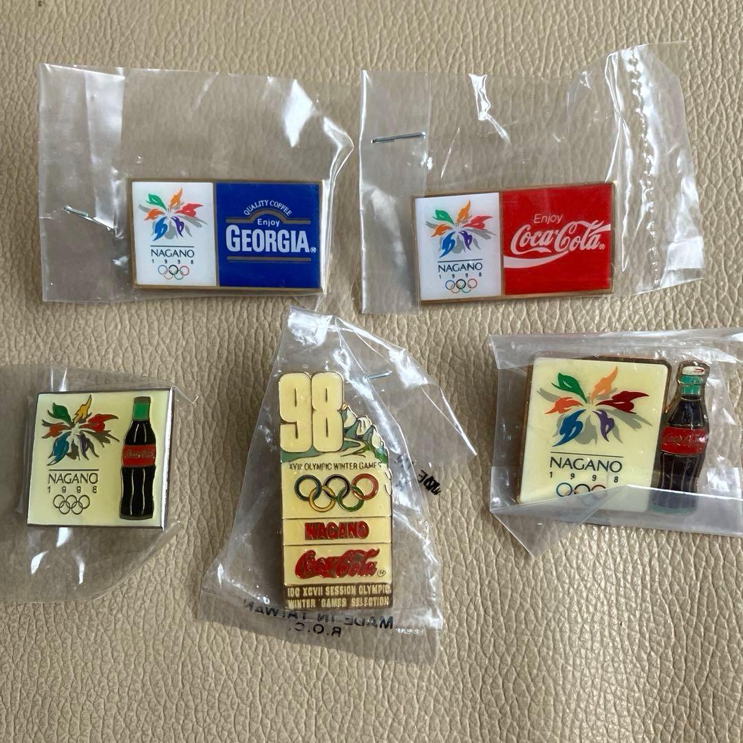 【未開封】1998年長野オリンピック冬季大会 コカコーラ ピンバッジ 5個セット