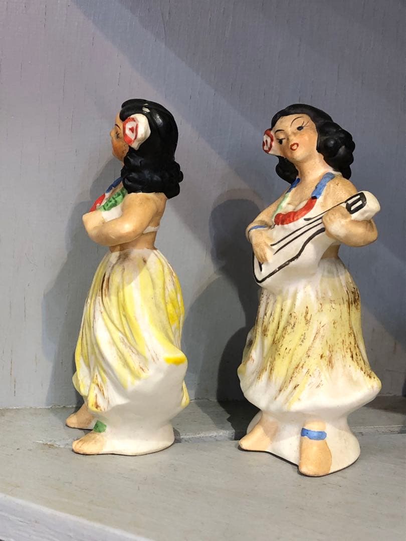 ハワイビンテージフィギュア陶器ソルトアンドペッパー2体セット