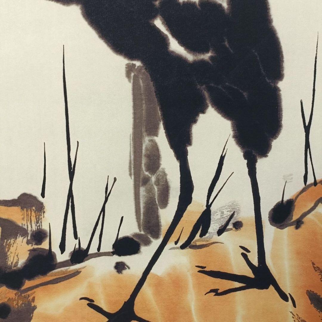 李苦禅《水禽図》　三尺中堂　掛軸　中国名人書画　花鳥画　水墨画