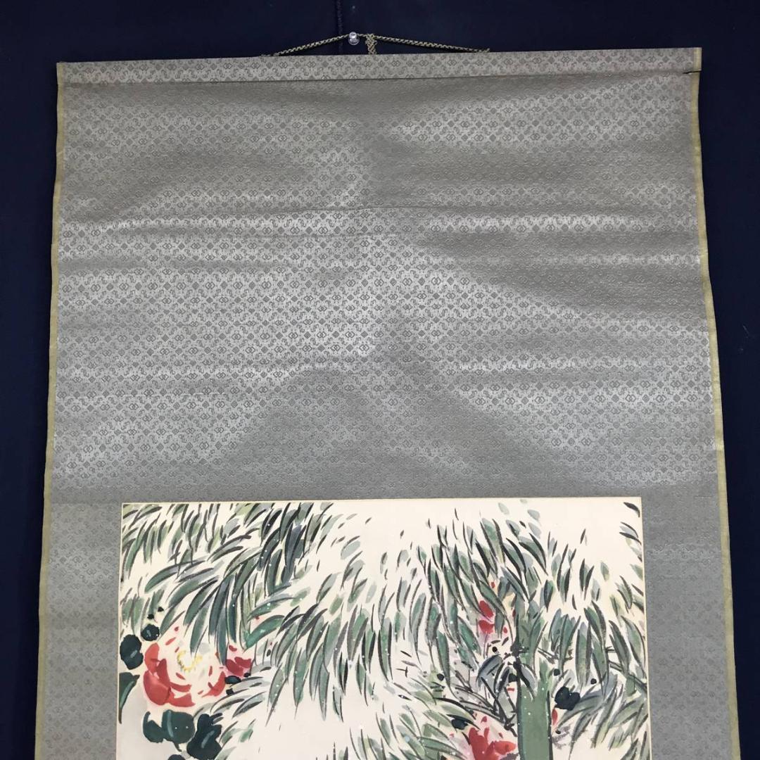 真作/梅丘/雪中鶴図/正月掛軸/花鳥図/掛軸/名家伝来/AE-188