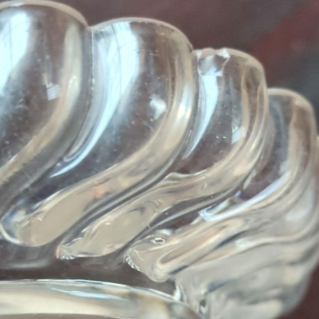 フリルガラス皿 木箱付き 直径約12cm　江戸硝子　捻縁　皿　骨董品　古美術