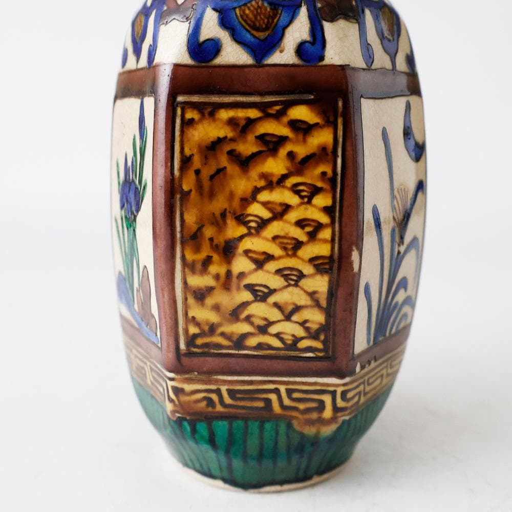 明治25年（1892年）購入の品 青手古九谷 徳利二客 花唐草文 金継共箱 酒器