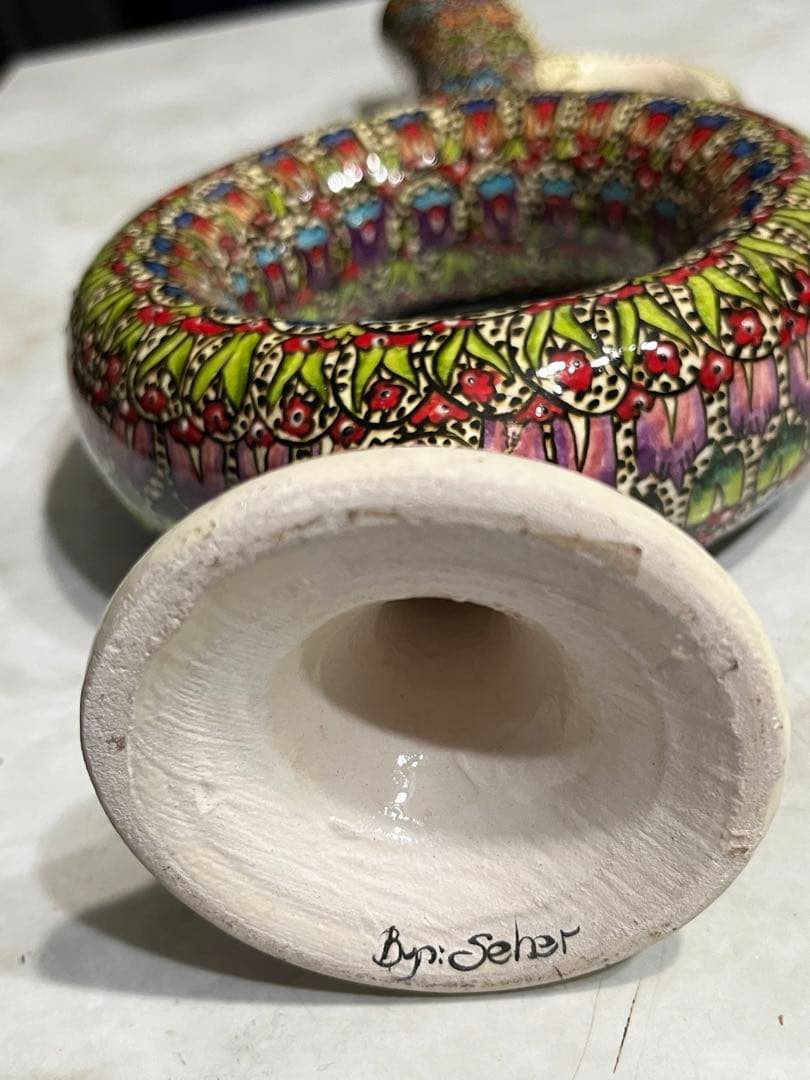 トルコ　キュタフヤ　陶器　飾り壺　壷　花瓶