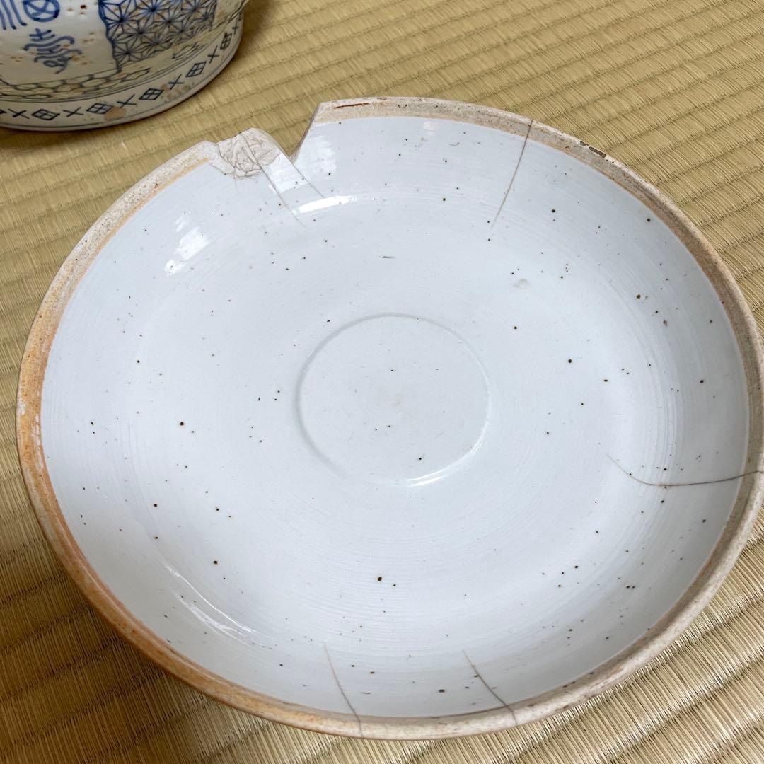 中国古美術? 染付け水差　小壺 蓋付き鉢　福寿　美術品　骨董品　陶器の置物