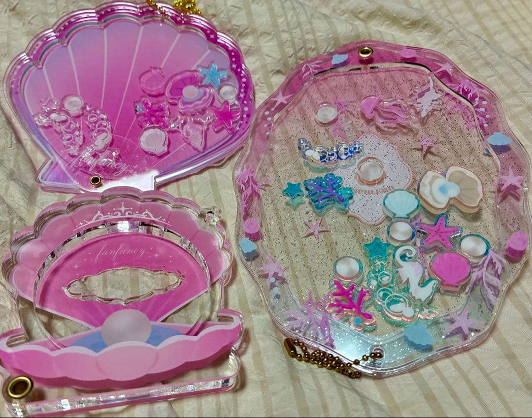 フクヤ ケース アクリルスタンドケース 缶バッジケース デコ 推し シェル 貝殻