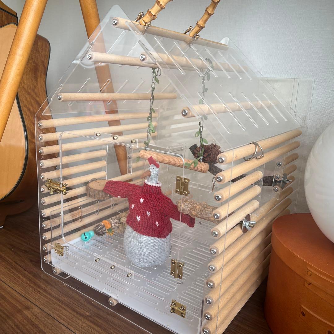 アクリル製ハウス型鳥かご 小鳥用 鳥カゴ