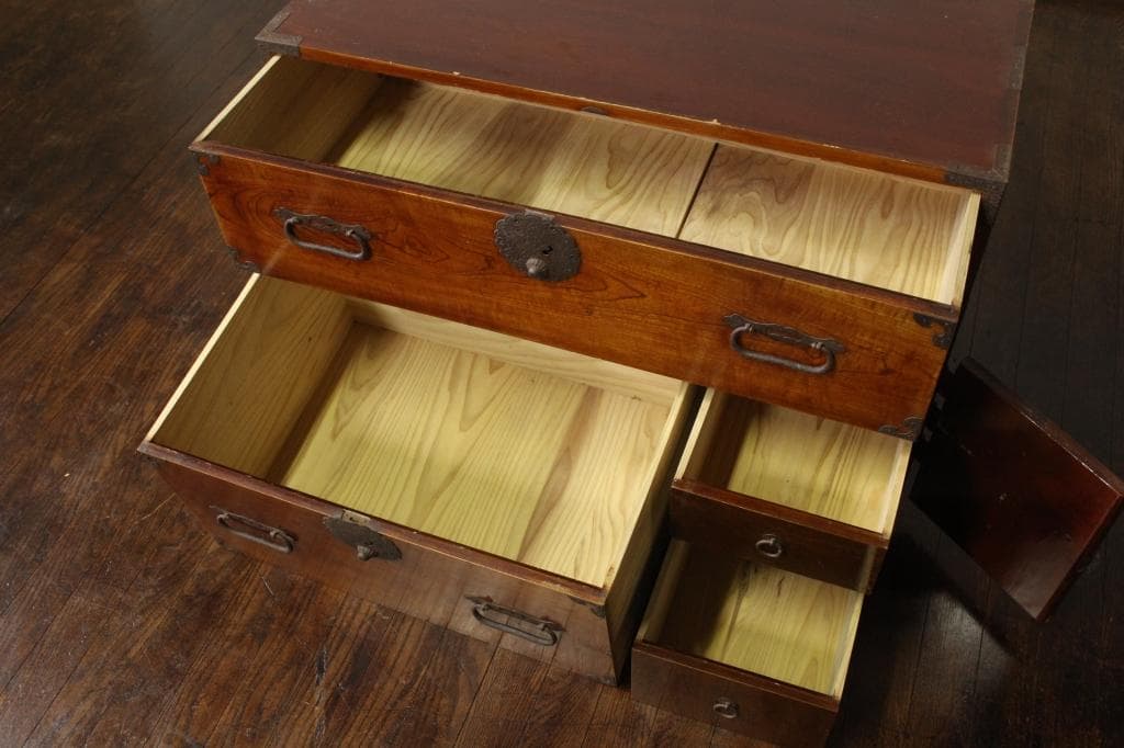 欅材！庄内箪笥・4杯！時代箪笥和家具古道具古家具古民藝和モダンローボード古布