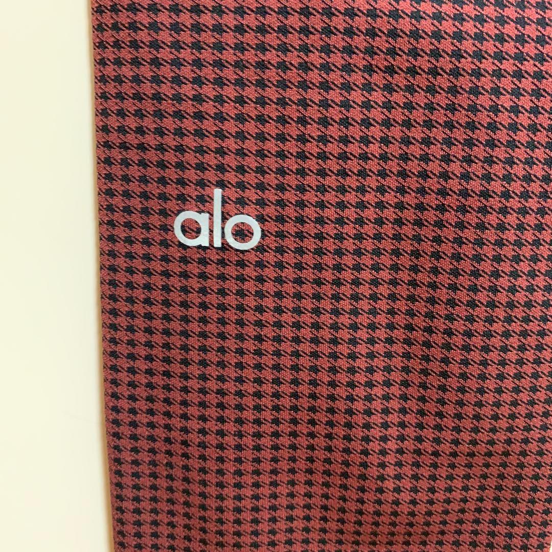 【美品】alo赤黒千鳥格子柄　ハイウエスト ヨガパンツ S size 正規品