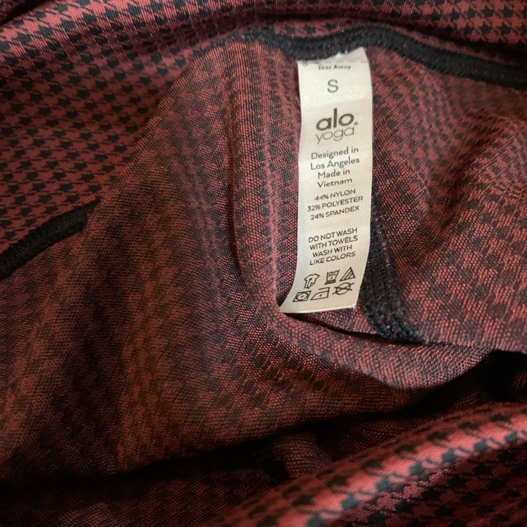 【美品】alo赤黒千鳥格子柄　ハイウエスト ヨガパンツ S size 正規品