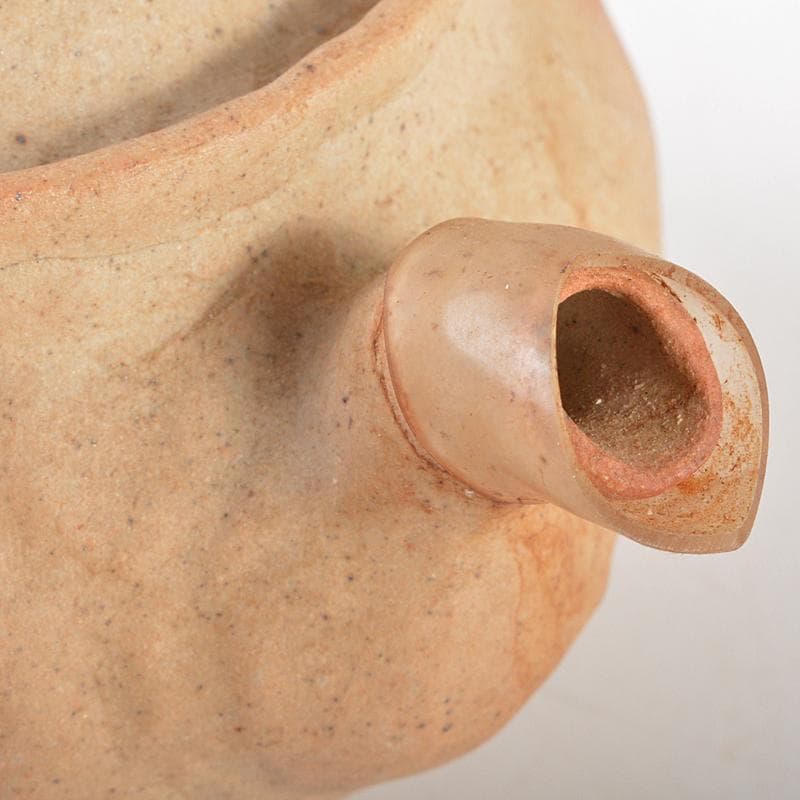 煎茶道具　萬古焼　古稀一光作　手捻　横手急須　茶壷　D　R5605