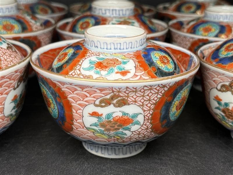 時代 古伊万里 錦手 四通組 60客 無傷 各15上 太明成化年製 文政十亥八月