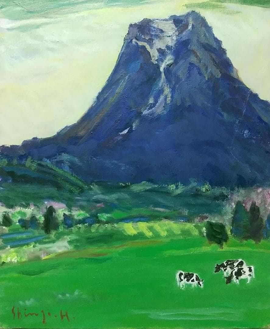 「富士と大沢崩れ」F8 油絵 絵画 油彩画 風景画 アート 富士山