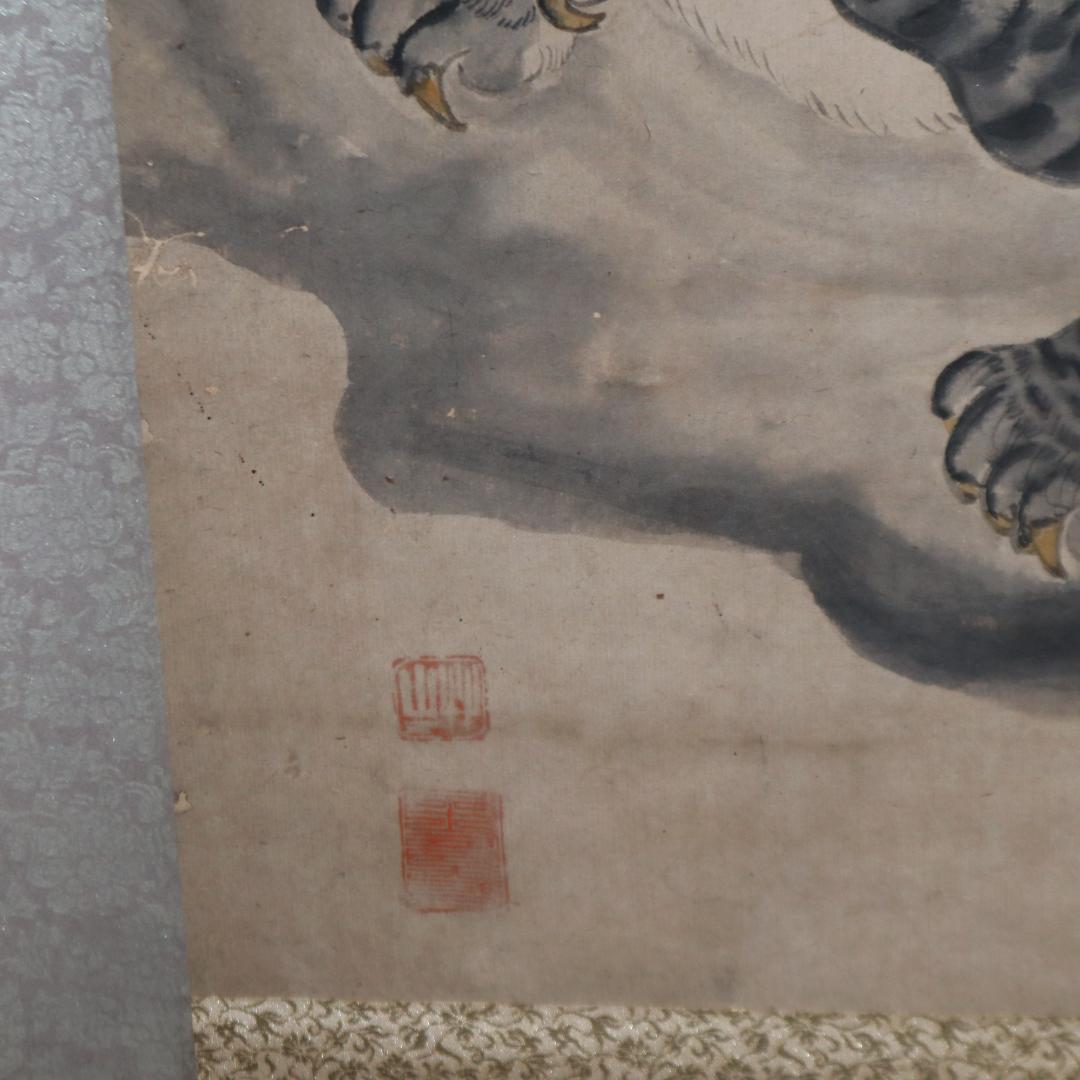 李朝　水墨画 虎の掛け軸
