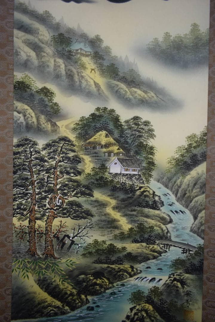 真作/契雪/富士に白蛇図/桐共箱付/布袋屋掛軸HH-446