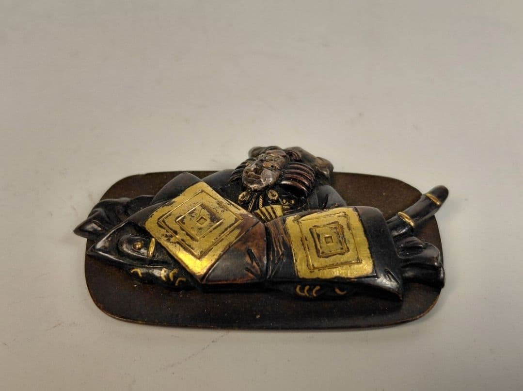 煙草入 前金具 歌舞伎 市川團十郎 【暫】目貫 彫金 金工 根付