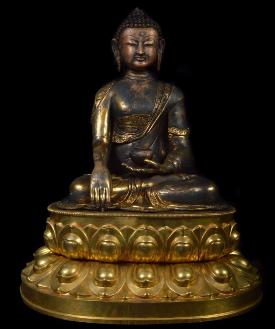 チベット特大仏像 高さ57cm 仏教美術 古銅 鍍金釈迦如来坐像(釋迦牟尼佛)