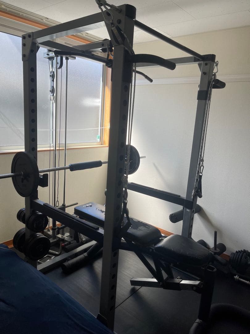 パワーラックHPMラットオプションセット/バーベル&プレート100kgセット