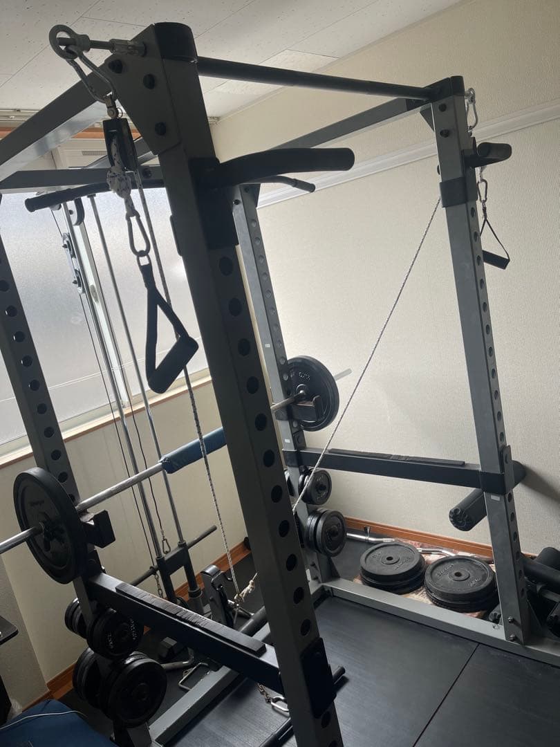 パワーラックHPMラットオプションセット/バーベル&プレート100kgセット