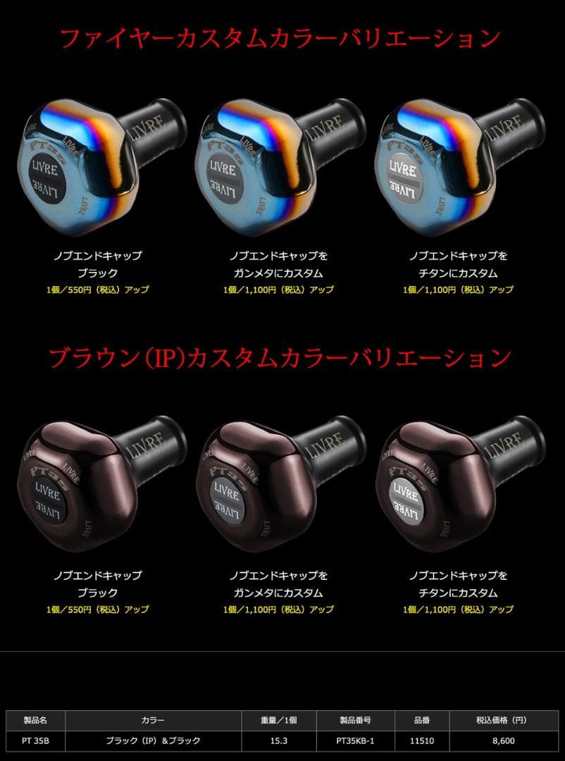 ★特価品10％OFF【リブレ】PT35 ハンドルノブ（オールブラック）