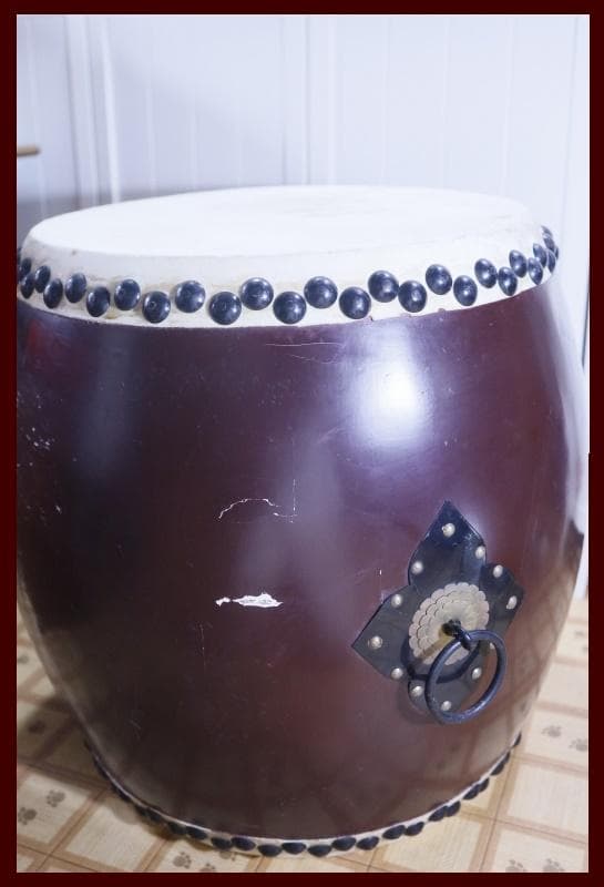 ◆特大 1尺6寸　和太鼓　長胴太鼓 胴高45cm　和楽器　打楽器　太鼓