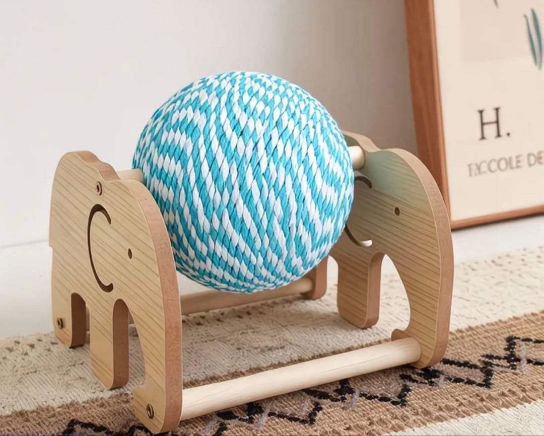 猫用爪とぎ 象デザイン 青白ストライプ