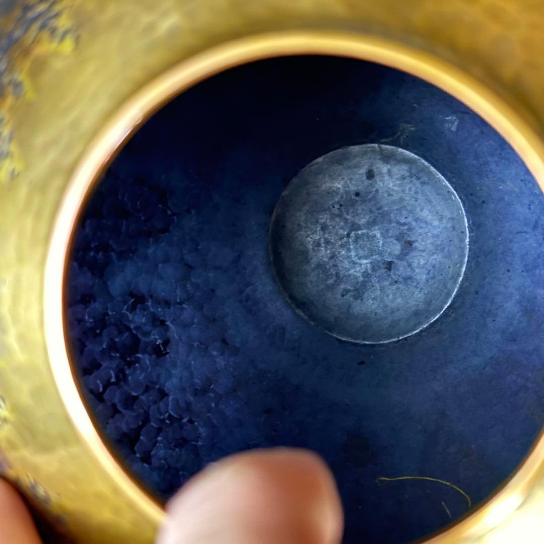 玉川堂　花瓶　珍品　金富士　鎚起銅器　金彩模様　3つの模様　業物　時代　覚平