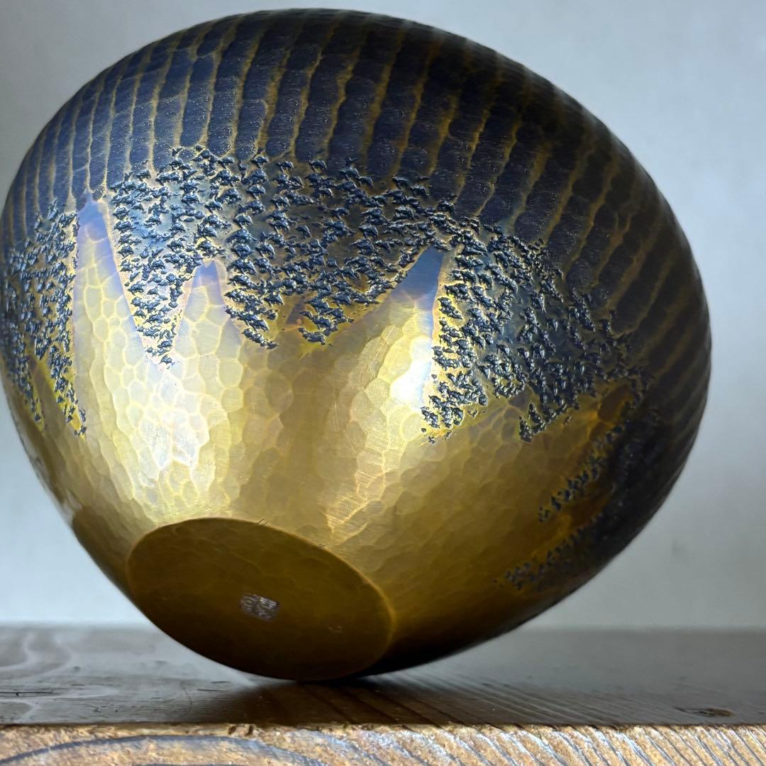 玉川堂　花瓶　珍品　金富士　鎚起銅器　金彩模様　3つの模様　業物　時代　覚平