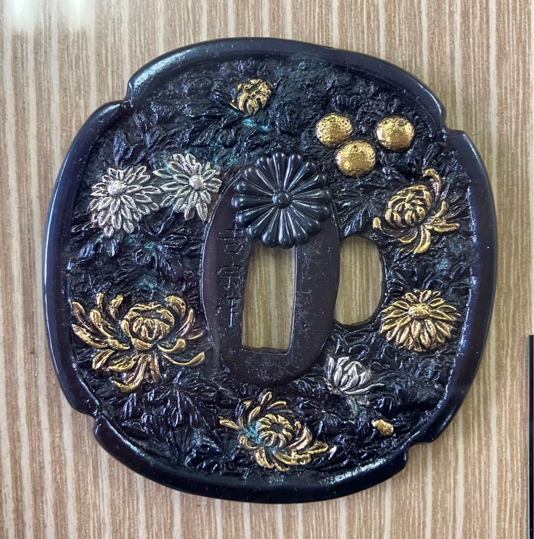 【明治百年記念】1964年 刀鍔額 金彩 風神雷神 アンティーク 現存貴重 美品