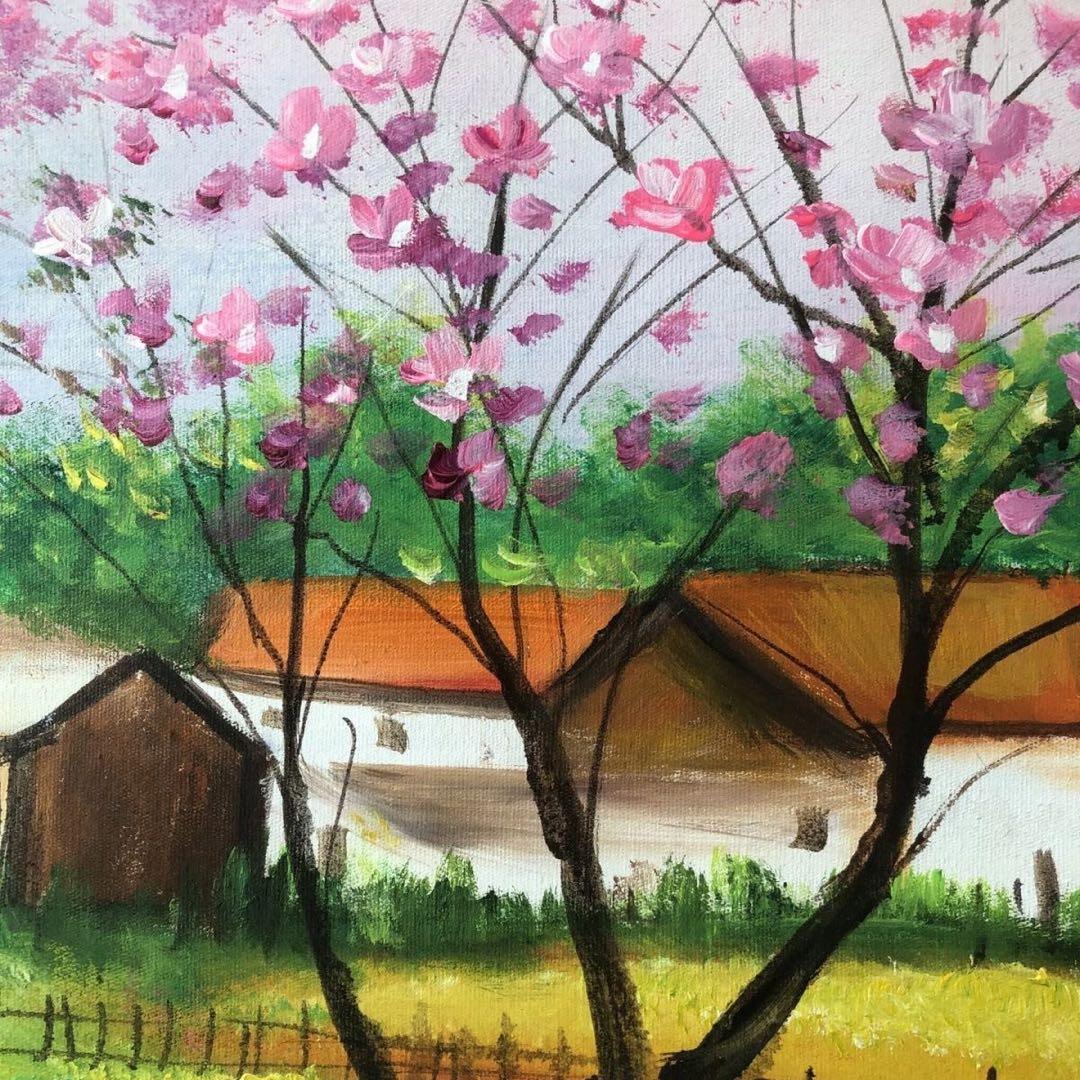 手描き 水彩油画 中国風景画 吴冠中 作品掲載図 約100×72cm