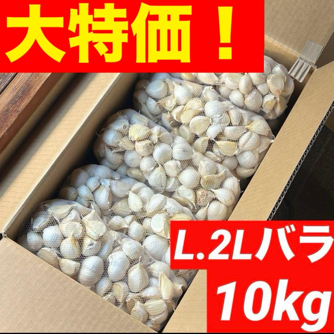 【大特価】青森県 にんにく L.2Lバラ 10kg 福地ホワイト 家庭用