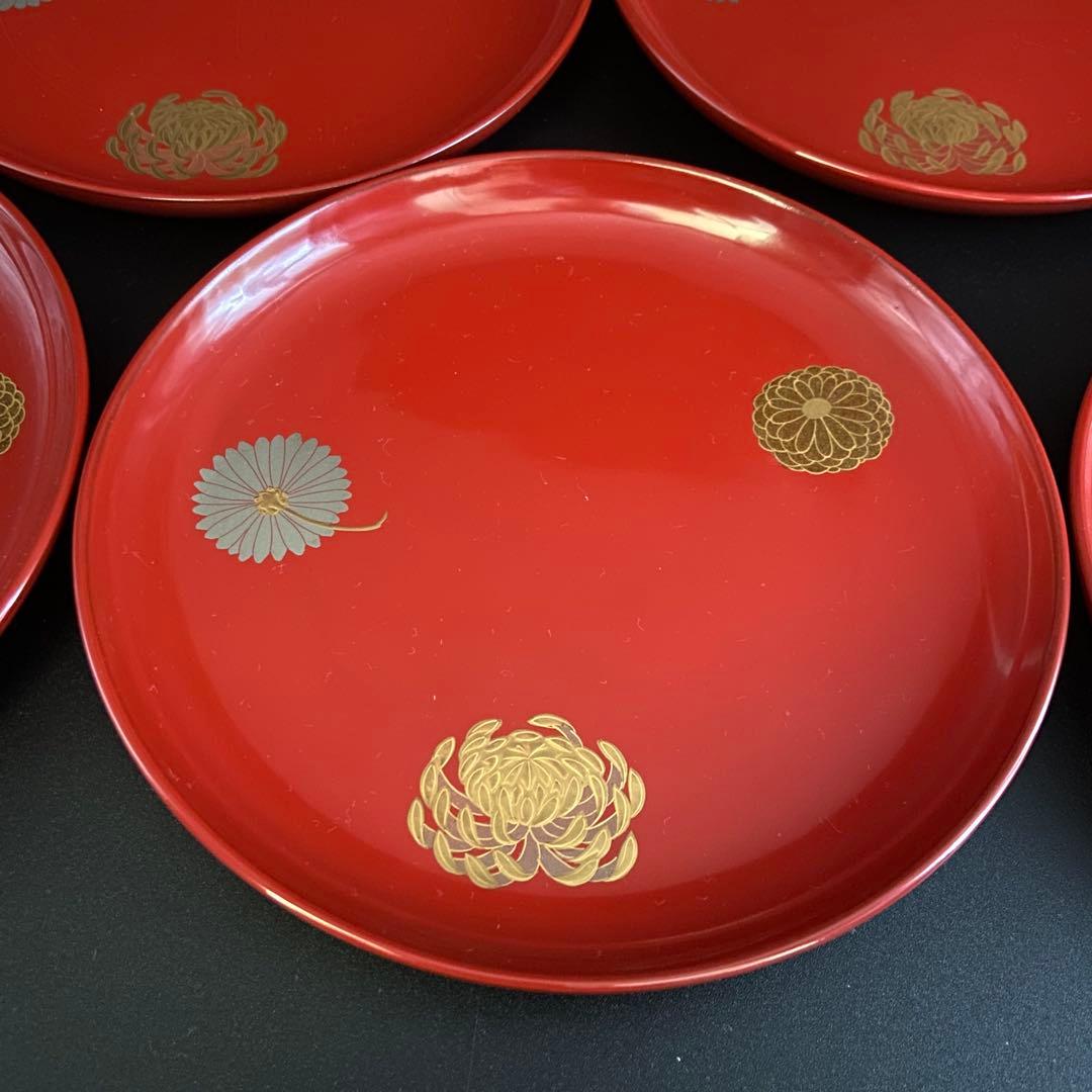 京都 平安象彦 菊 銘々盆 菓子皿 漆器 10客 共箱 菓子器 茶道具 懐石