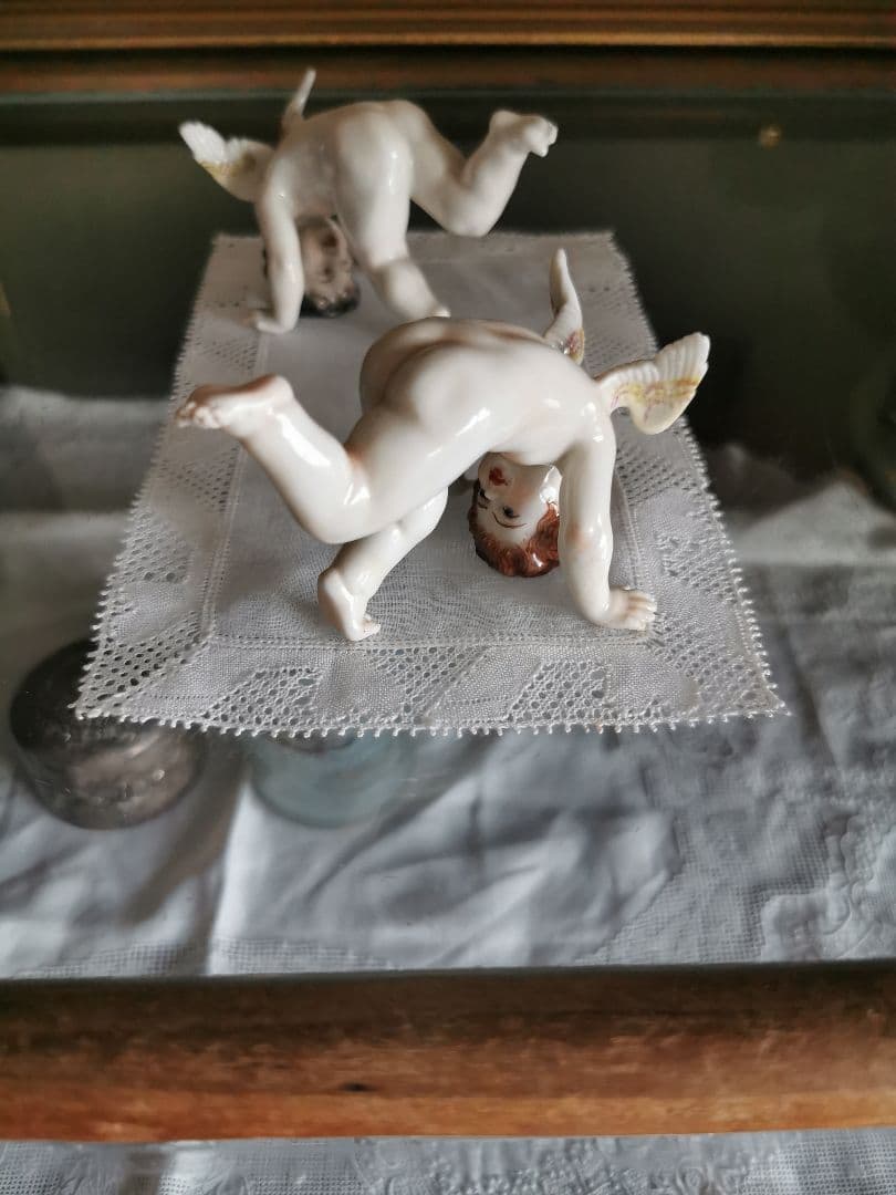 アンティーク フランダースレース 花頭を垂れた薔薇スクエアドイリー ティータオル