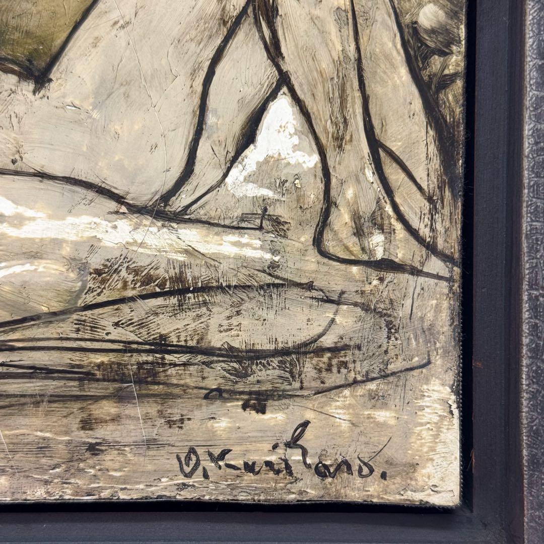 栗原一郎 油彩「裸婦」 額装 1980年頃 真作